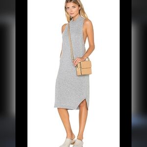 360 Cashmere Deana Mock Neck Racerback Sweater Dress Heather Grey XS